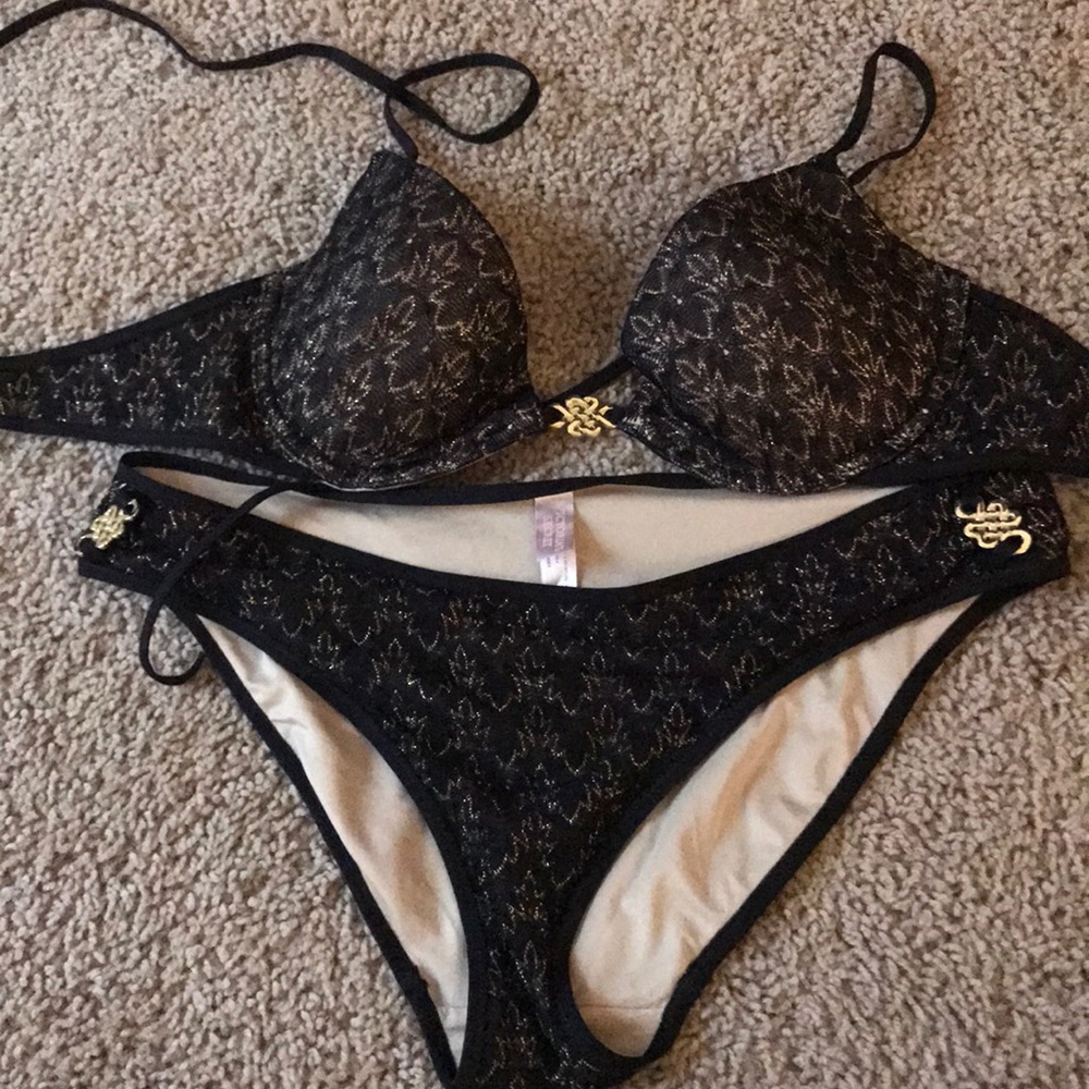 VICTORIA’s Secret black and gold push up bikini